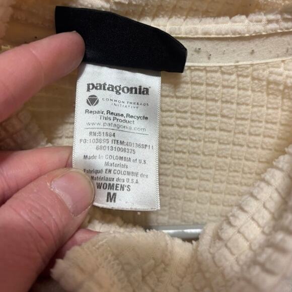 Patagonia R1 Full ZIp Jacket Women's Med Cream Regulator Waffle Polartec Fleece - Picture 5 of 12